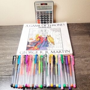 Game of Thrones Coloring Book +30 GEL Pens & A Calculator